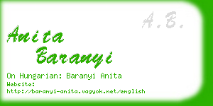 anita baranyi business card